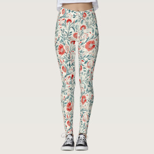 Vintag Red Daisy Floral Pattern - Botanisch Leggings