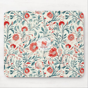 Vintag Red Daisy Floral Pattern - Botanisch Mousepad