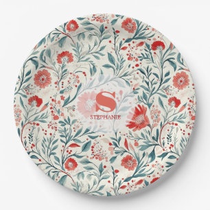 Vintag Red Daisy Floral Pattern - Botanisch Pappteller