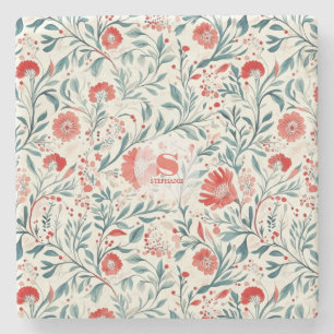 Vintag Red Daisy Floral Pattern - Botanisch Steinuntersetzer