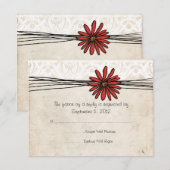 Vintag Red Daisy Wedding RSVP Karte (Vorne/Hinten)