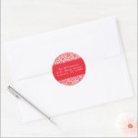 Vintag Red Damask Custom Christmas Rücksendeadress Runder Aufkleber<br><div class="desc">Vintager Red Damask Festive Custom Frohe Weihnachten Klassische Rücksendeadresse Klassischer Rundaufkleber</div>