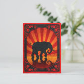 Vintag Red Elephant Silhouette Poster Postkarte (Stehend Vorderseite)