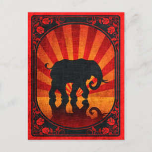Vintag Red Elephant Silhouette Poster Postkarte