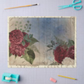 Vintag Red Floral Decoupage Seidenpapier (Basteln)