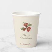 Vintag Red Floral Holiday Custom Pappbecher (Rückseite)