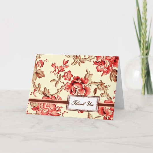 Vintag Red Floral Print Dankeskarte (Vorderseite)