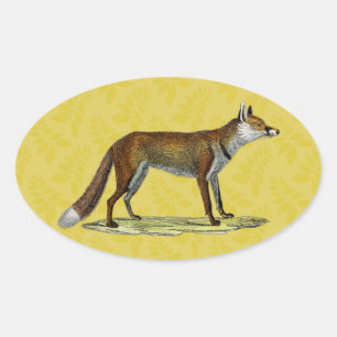 Vintag Red Fox Ovaler Aufkleber