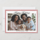 Vintag Red Gingham Holiday Foto Feiertagskarte (Vorderseite)