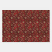 Vintag Red Gold Art Deco Grafik Geschenkpapier Set (Vorderseite 2)