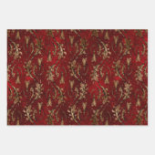 Vintag Red Gold Art Deco Grafik Geschenkpapier Set (Vorderseite)