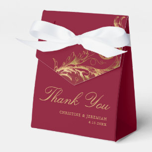 Vintag Red Gold Floral Damask Hochzeit Danke Geschenkschachtel
