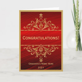 Vintag Red Gold Glam Herzlichen Glückwunsch Abschl Karte