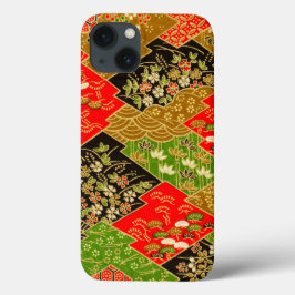Vintag Red Gold Green Kimono Floral Case-Mate iPhone Hülle