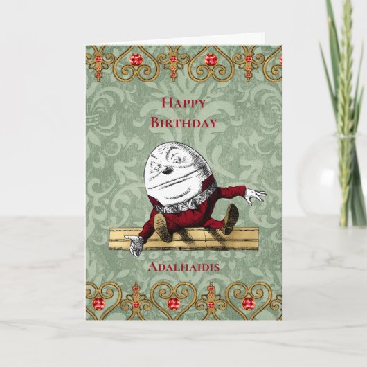Vintag Red Gold Humpty Dumpty Geburtstag Karte (Vorderseite)