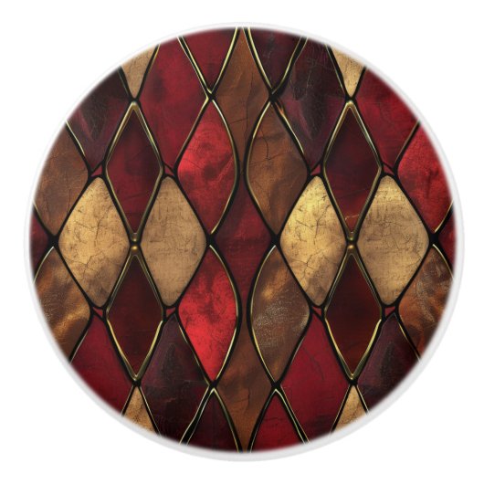 Vintag-Red-Gold-Keramik Keramikknauf (Vorderseite)