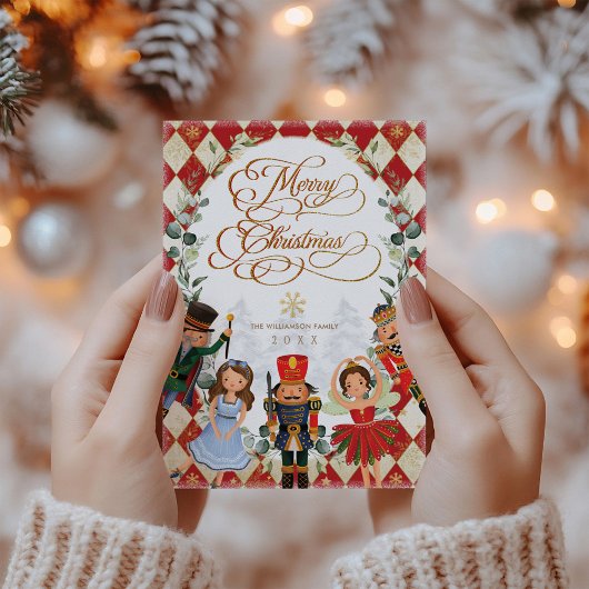 Vintag Red Gold Nutcracker Frohe Weihnachten