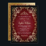 Vintag Red Gold Princess Tiara Sweet 16 Einladung<br><div class="desc">Elegant Vintag Red Gold Princess Tiara Sweet 16 Geburtstagseinladung</div>
