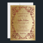 Vintag Red Gold Princess Tiara Sweet 16 Invitati Einladung<br><div class="desc">Elegant Vintag Red Gold Princess Tiara Sweet 16 Geburtstagseinladung</div>