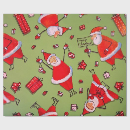 Vintag Red Gold Santa Geschenkpapier (Flach)