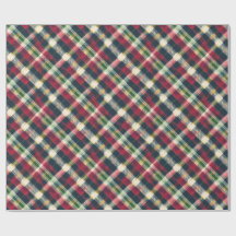 Vintag Red Green Navy Kariert Tartan Holiday