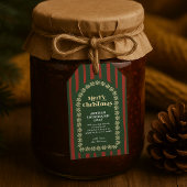 Vintag Red Green Stripes Handmade Weihnachten Geschenkanhänger