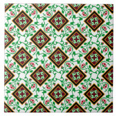 Vintag Red Green White Barcelona Flora Fliese (Vorderseite)