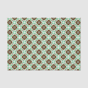 Vintag Red Green White Barcelona Flora Seidenpapier