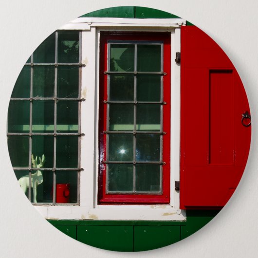 Vintag Red Green White Window Folklore Button (Vorderseite)