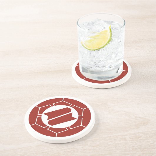 Vintag Red Japan Hattori Kamon Oriental Getränkeuntersetzer (Seite)