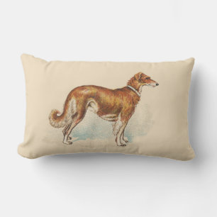 Vintag Red Lurcher Print Lumbar Cushion Lendenkissen