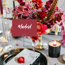 Vintag Red Modern Custom Wedding Table Name