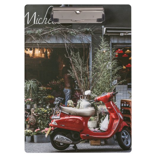Vintag Red Motor Scooter Klemmbrett (Vorderseite)