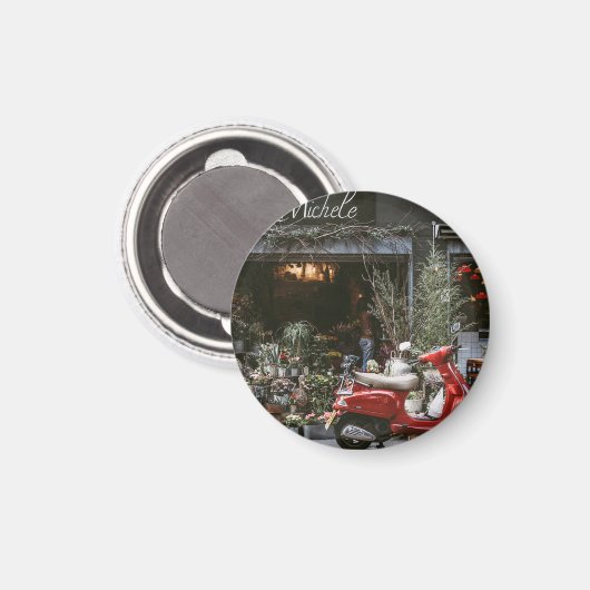 Vintag Red Motor Scooter Magnet (Vorderseite/Rückseite)