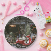 Vintag Red Motor Scooter Pappteller (Party)