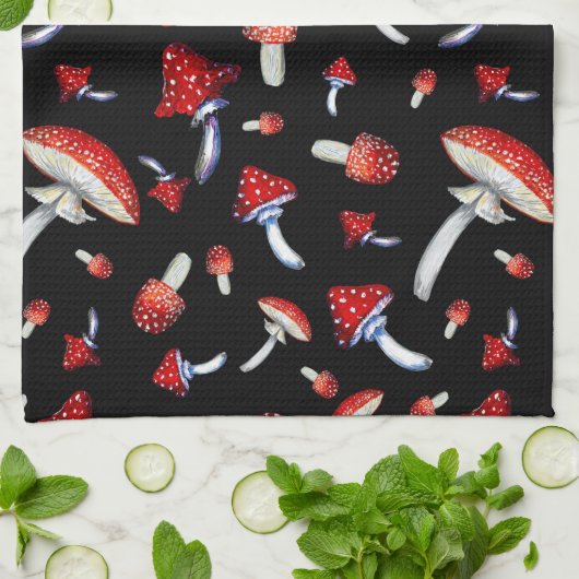 Vintag Red Mushroom Geschirrtuch (Gefaltet)