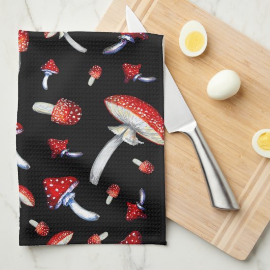 Vintag Red Mushroom Geschirrtuch (Viertel Falte)