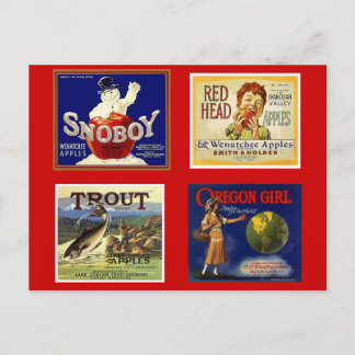 Vintag Red NW Fruit Advertising Apfelkuchen WA ODE Postkarte