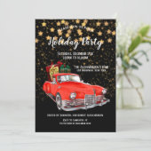 Vintag Red Old Car Weihnachten Einladung (Stehend Vorderseite)