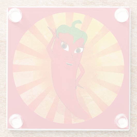 Vintag Red Pepper Superstar Glasuntersetzer (Rückseite)