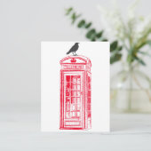 Vintag Red Phone Booth & Raven Postkarte (Stehend Vorderseite)