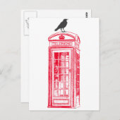 Vintag Red Phone Booth & Raven Postkarte (Vorne/Hinten)