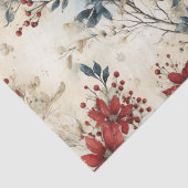 Vintag Red Poinsettia Christmas Decoupage Seidenpapier (Detail)