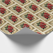 Vintag Red Poinsettia Frohe Weihnachten Geschenkpapier (Ecke)