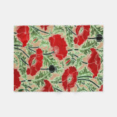 Vintag Red Poppy Fleece Blanket (Vorderseite (Horizontal))