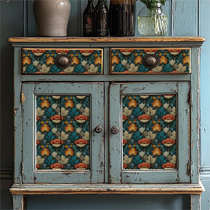 Vintag Red Poppy und Jade William Morris Inspirier Seidenpapier