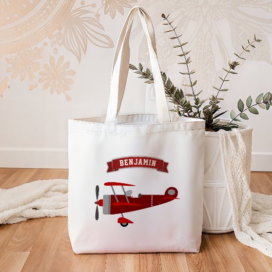 Vintag Red Retro Airplane Kids Tragetasche