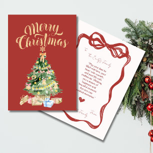 Vintag Red Retro Weihnachtsbaumkarte Karte