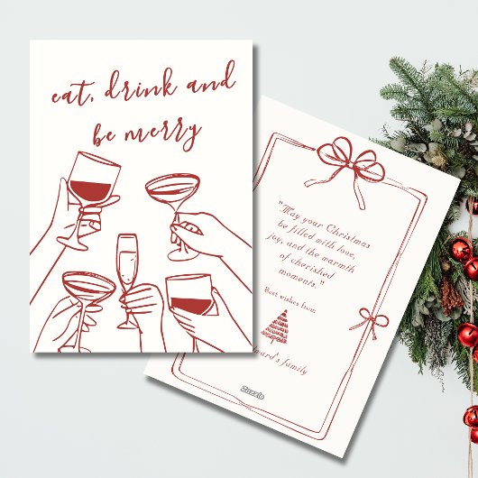 Vintag Red Retro Weihnachtskarte Feiertagskarte