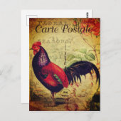Vintag Red Rooster Postkarte (Vorne/Hinten)